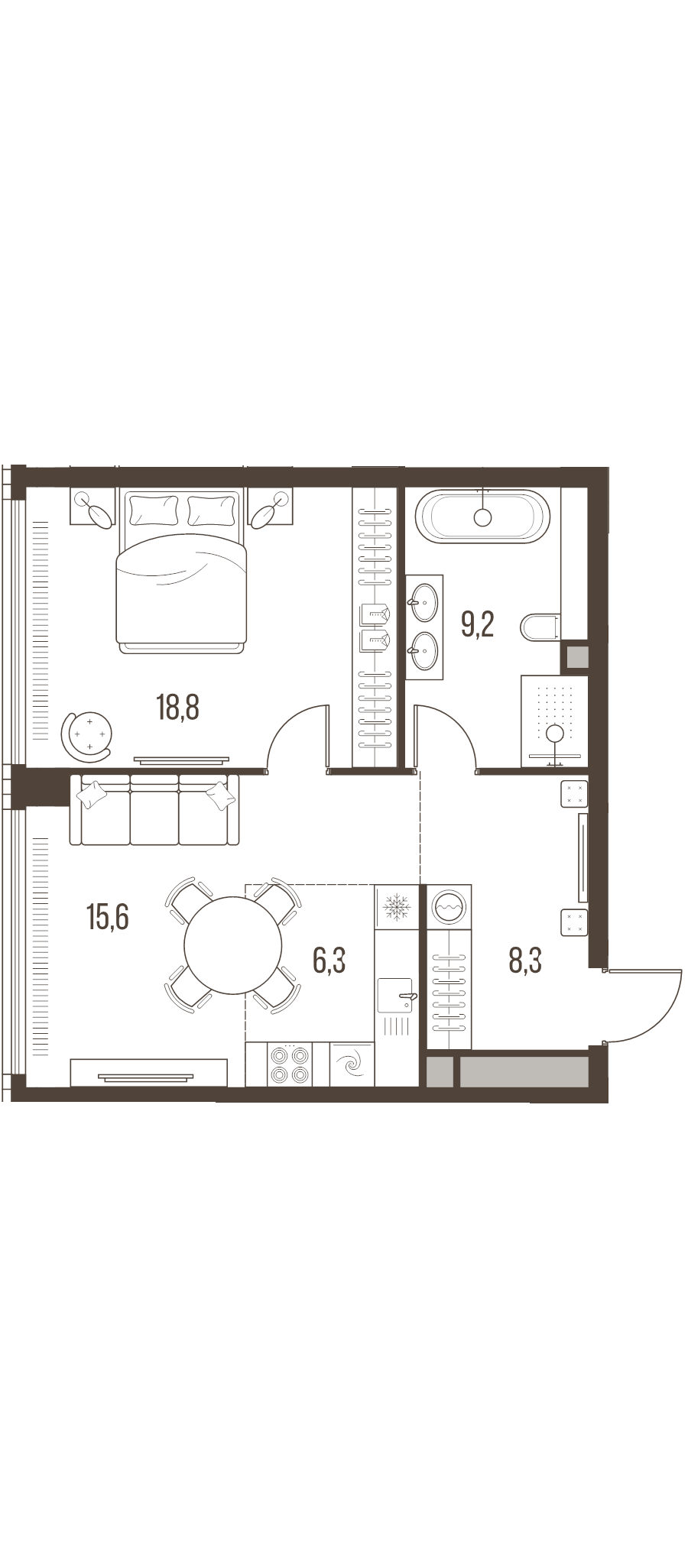 2 ккв (Евро) 58,2 м²