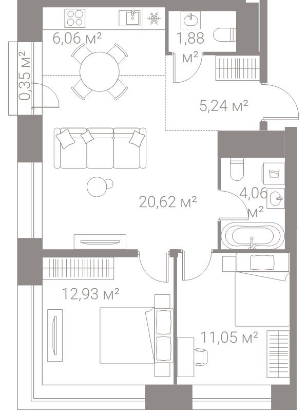 3 ккв (Евро) 62,2 м²