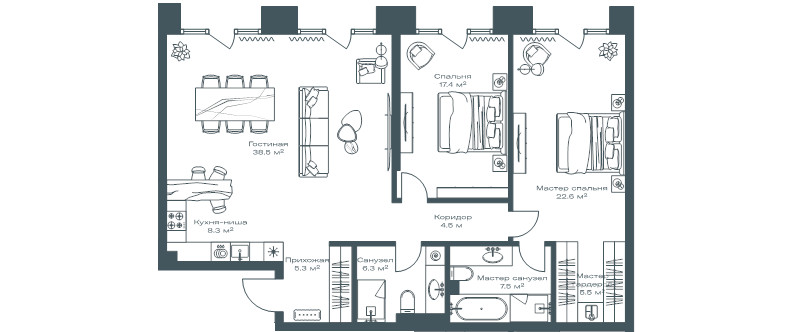 3 ккв (Евро) 115,9 м²