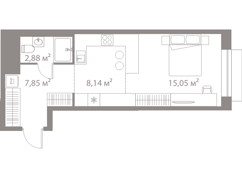 Студия 33,9 м²