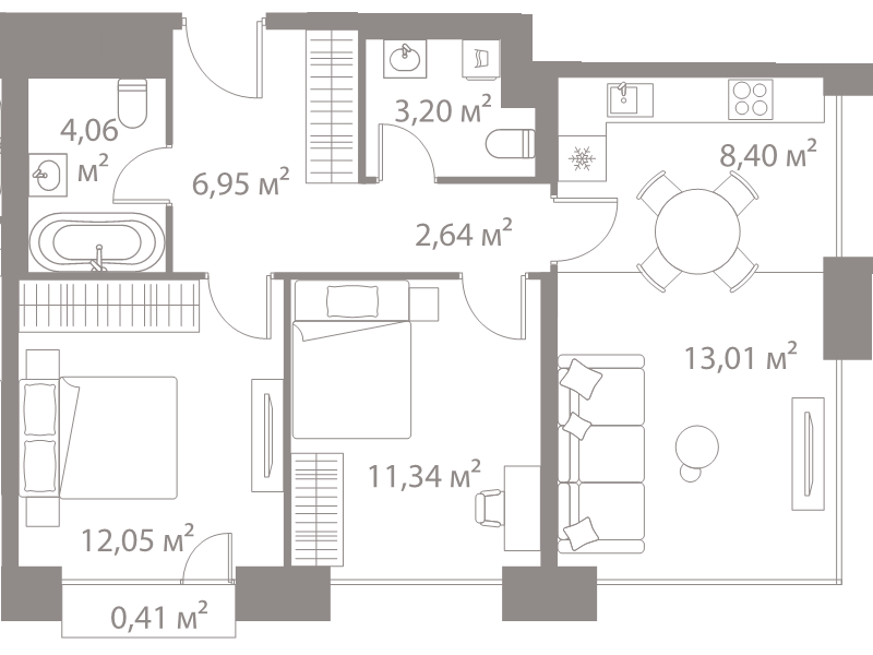 3 ккв (Евро) 62,1 м²