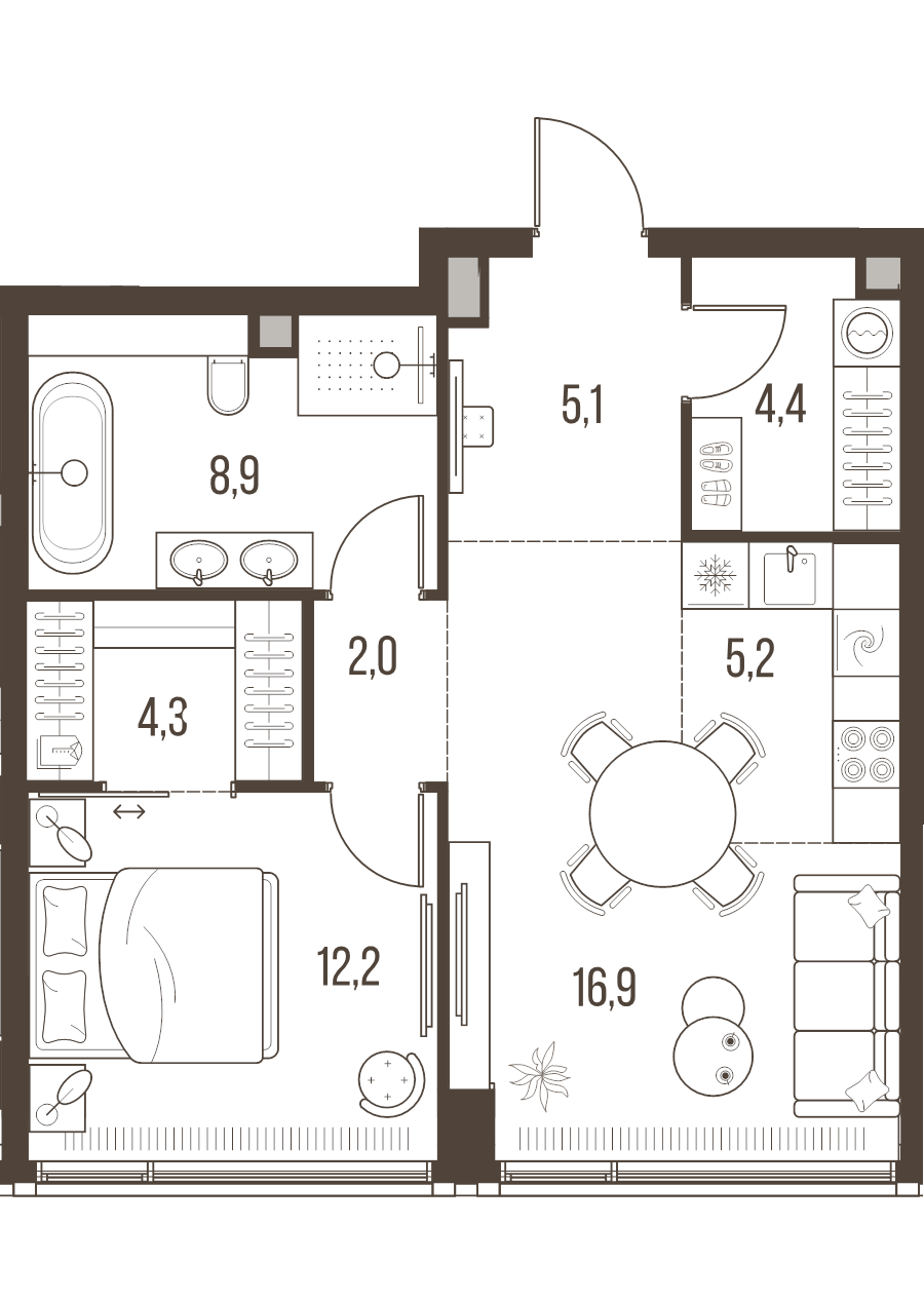 2 ккв (Евро) 59 м²