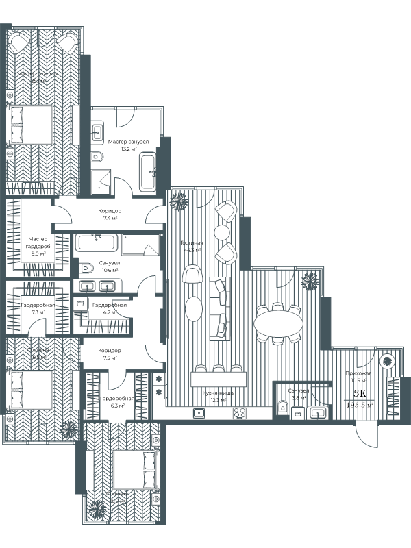 4 ккв (Евро) 193,9 м²