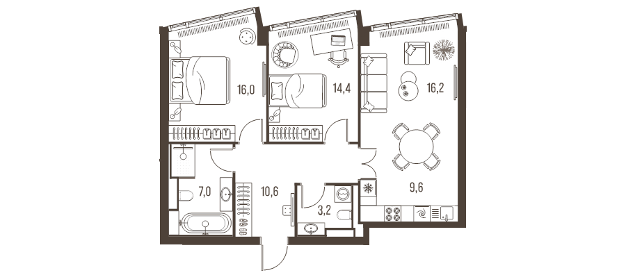 3 ккв (Евро) 76,6 м²