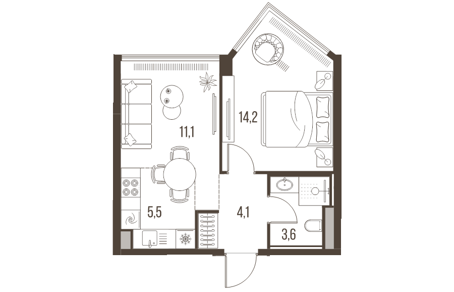 2 ккв (Евро) 38,5 м²