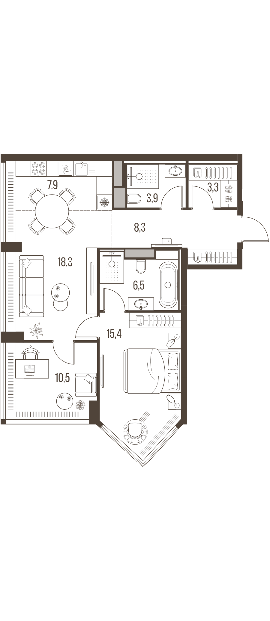 3 ккв (Евро) 74,1 м²