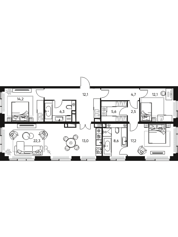 4 ккв (Евро) 119,3 м²
