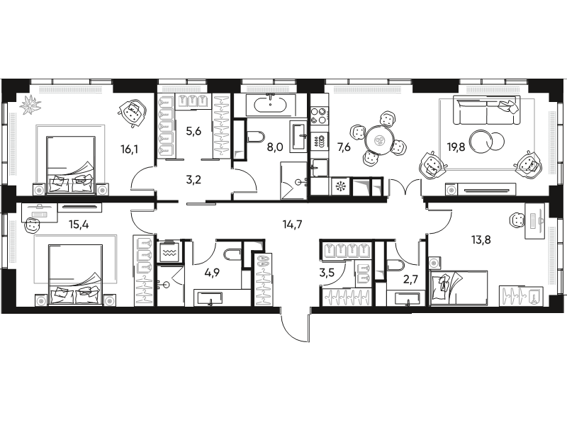 4 ккв (Евро) 116,5 м²