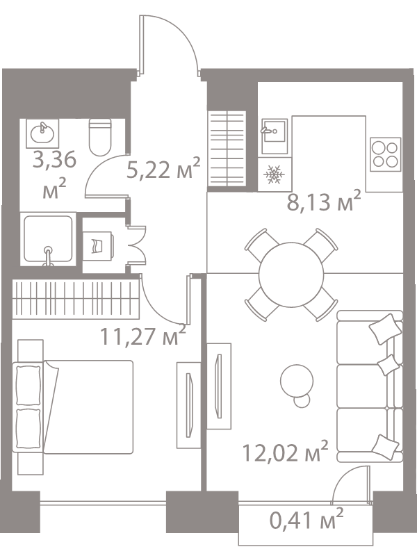 2 ккв (Евро) 40,4 м²
