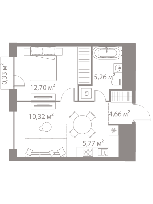 2 ккв (Евро) 39 м²