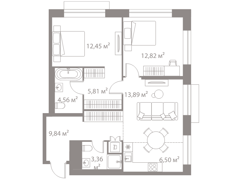 3 ккв (Евро) 69,2 м²