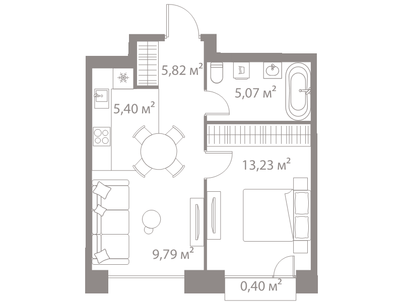 2 ккв (Евро) 39,7 м²