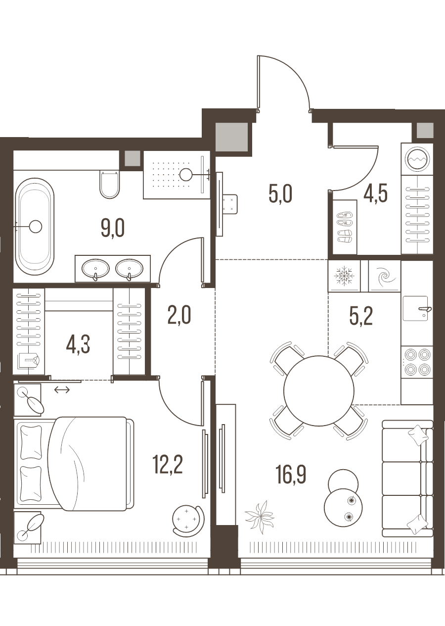 2 ккв (Евро) 59,1 м²