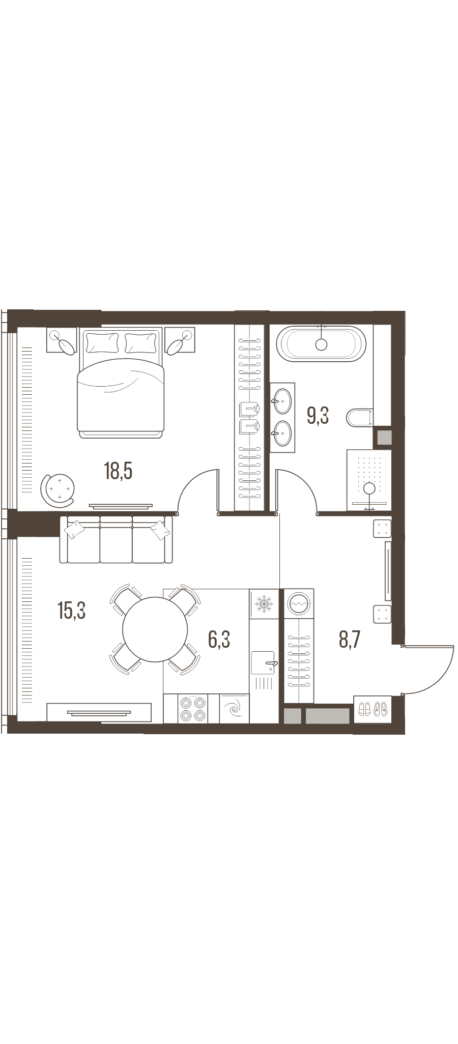 2 ккв (Евро) 58,1 м²