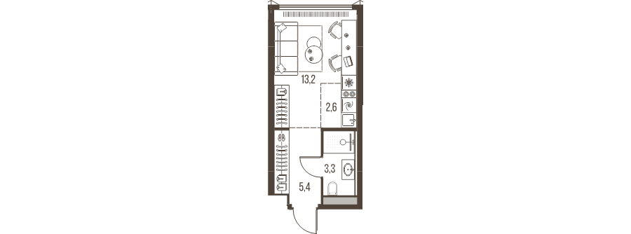 Студия 24,5 м²