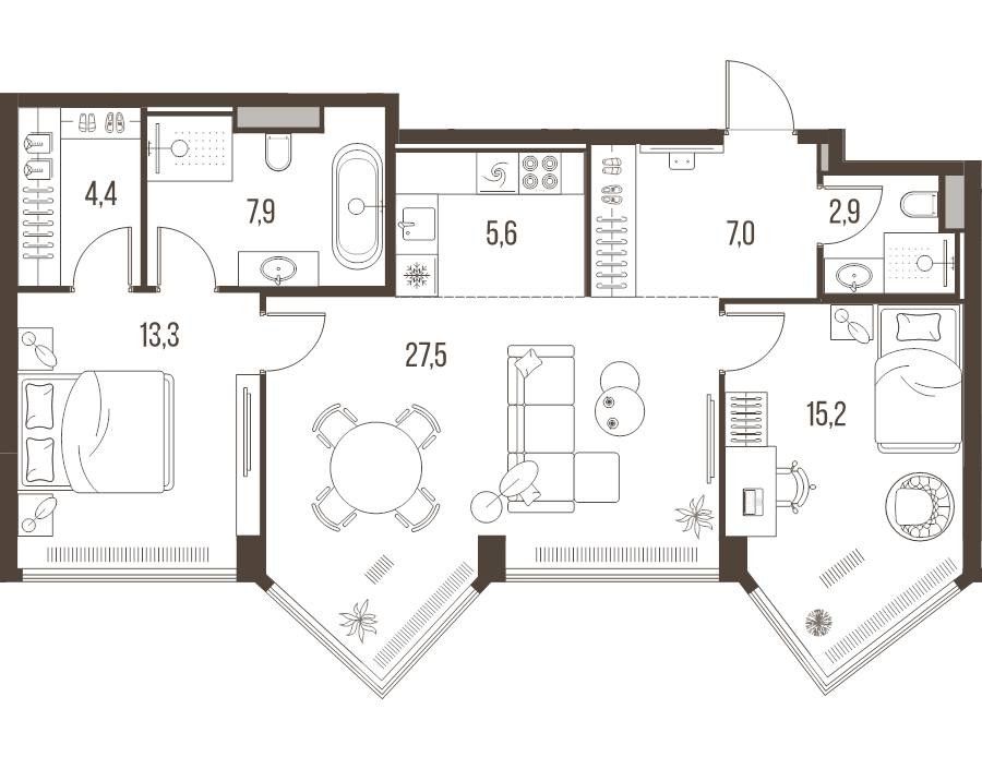 3 ккв (Евро) 83,8 м²