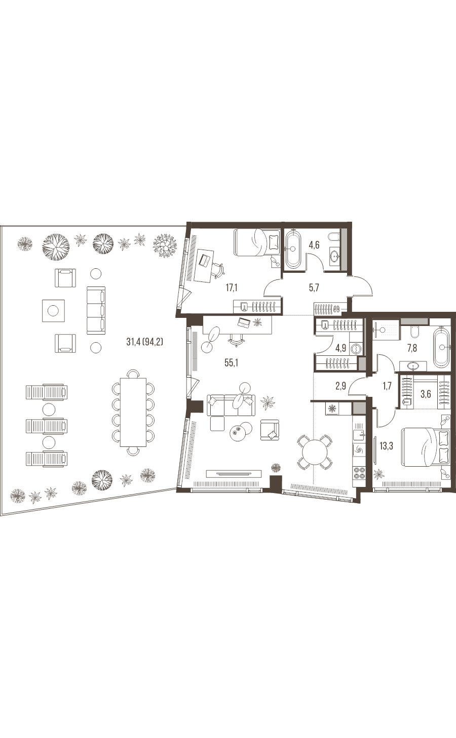 3 ккв (Евро) 148,1 м²