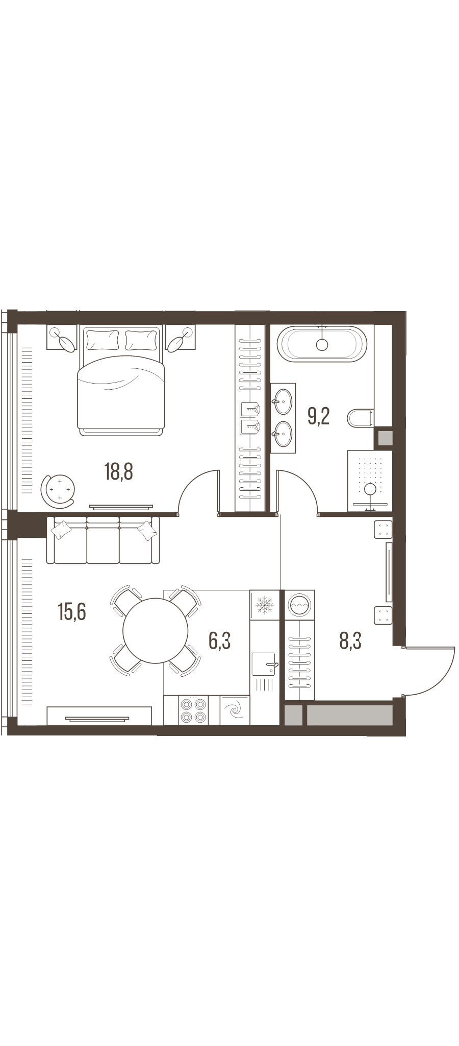 2 ккв (Евро) 58,2 м²