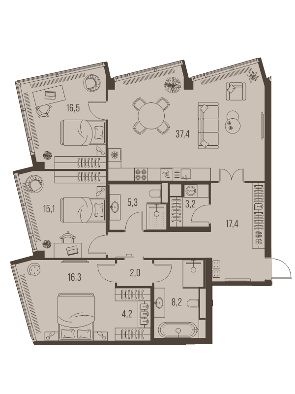 4 ккв (Евро) 125,7 м²