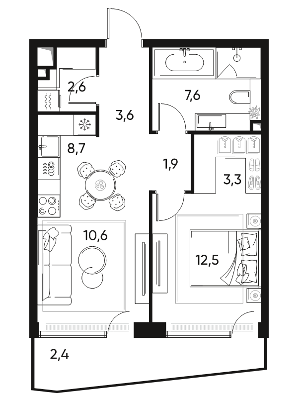 2 ккв (Евро) 51 м²