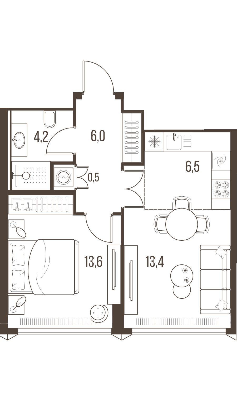 2 ккв (Евро) 44,2 м²