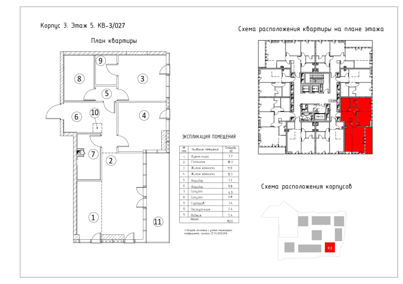 3 ккв (Евро) 82,7 м²