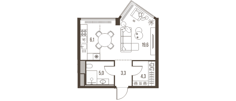 Студия 38,3 м²