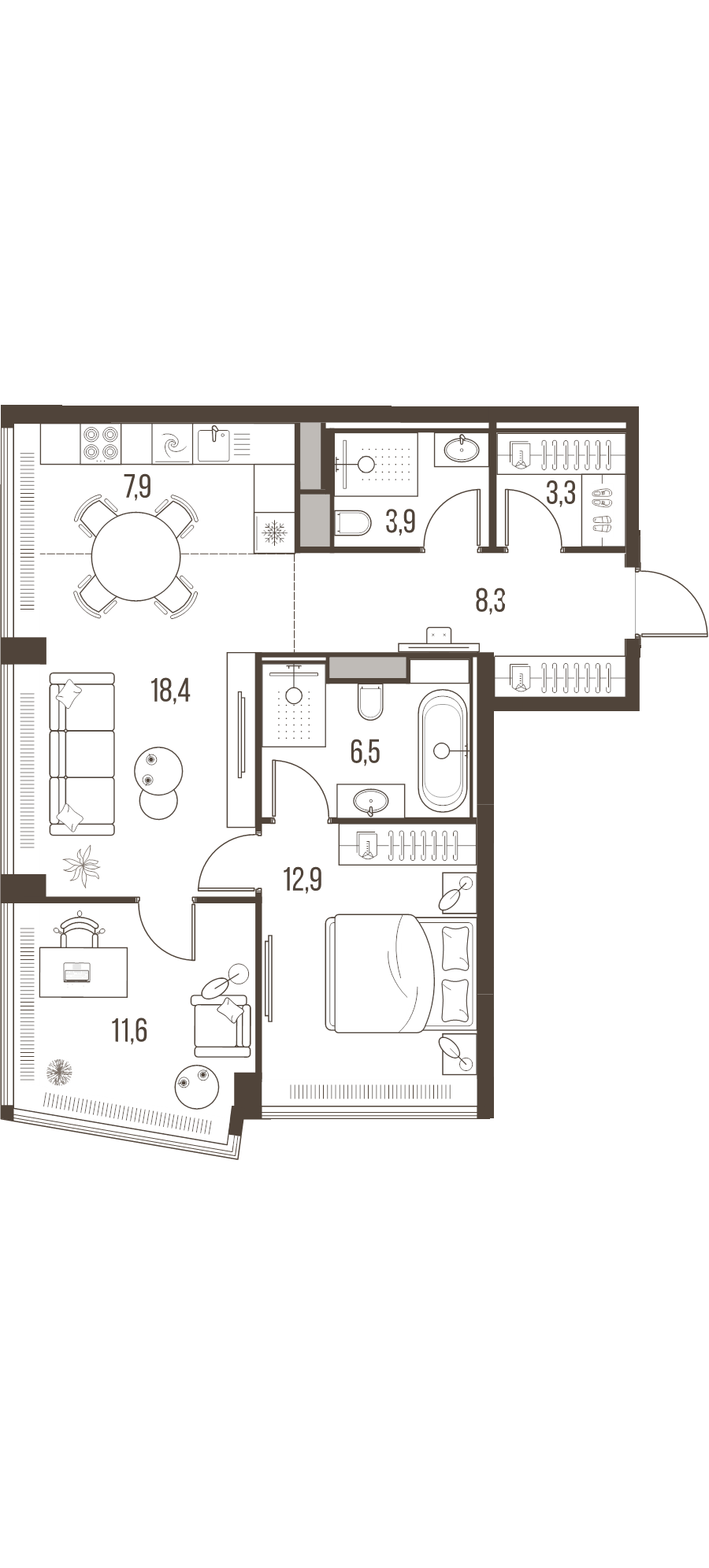 3 ккв (Евро) 72,8 м²