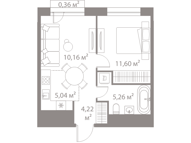 2 ккв (Евро) 36,6 м²