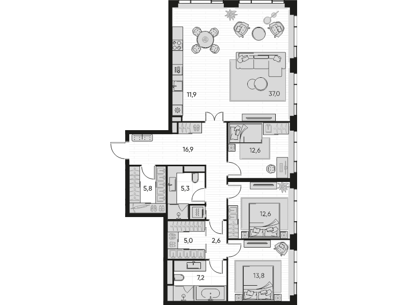 4 ккв (Евро) 131,2 м²