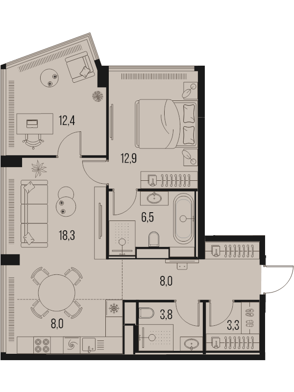 3 ккв (Евро) 73,3 м²