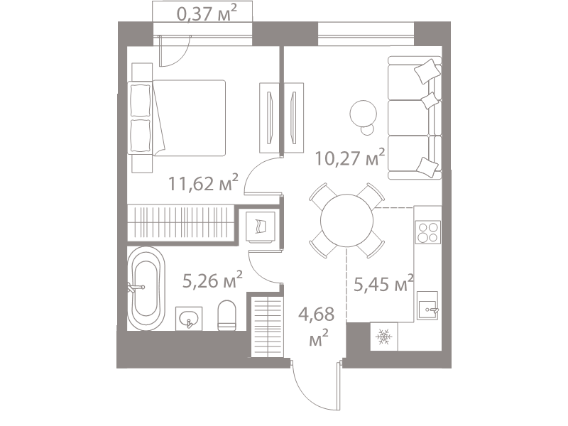2 ккв (Евро) 37,7 м²