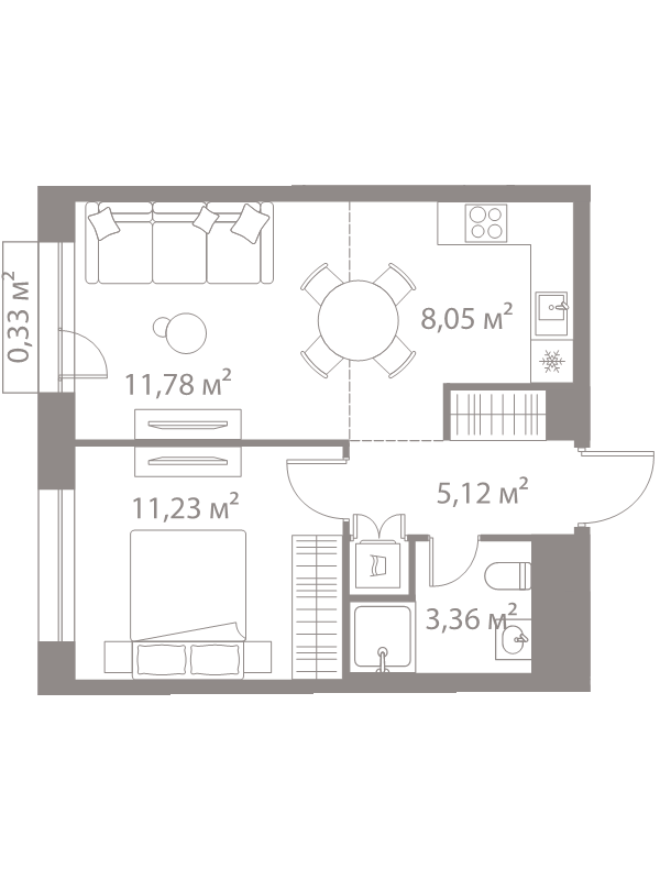 2 ккв (Евро) 39,9 м²