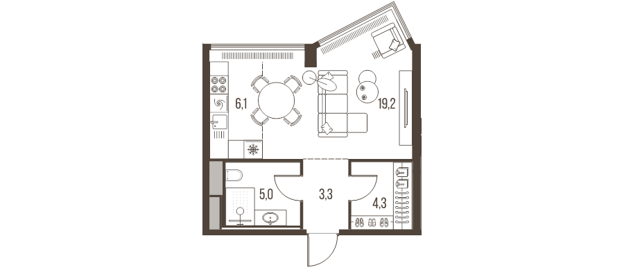 Студия 37,9 м²