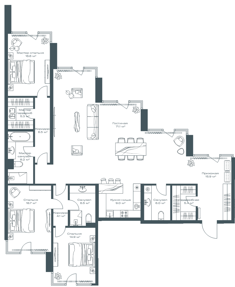 4 ккв (Евро) 188,2 м²