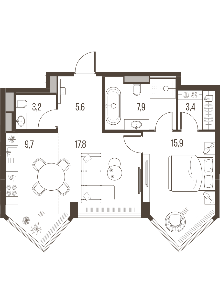 2 ккв (Евро) 63,5 м²