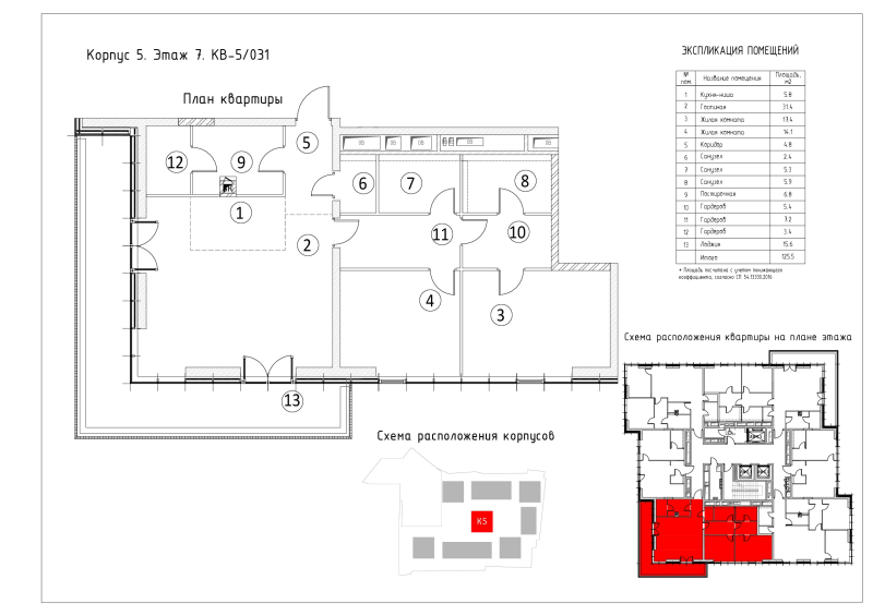3 ккв (Евро) 125,5 м²