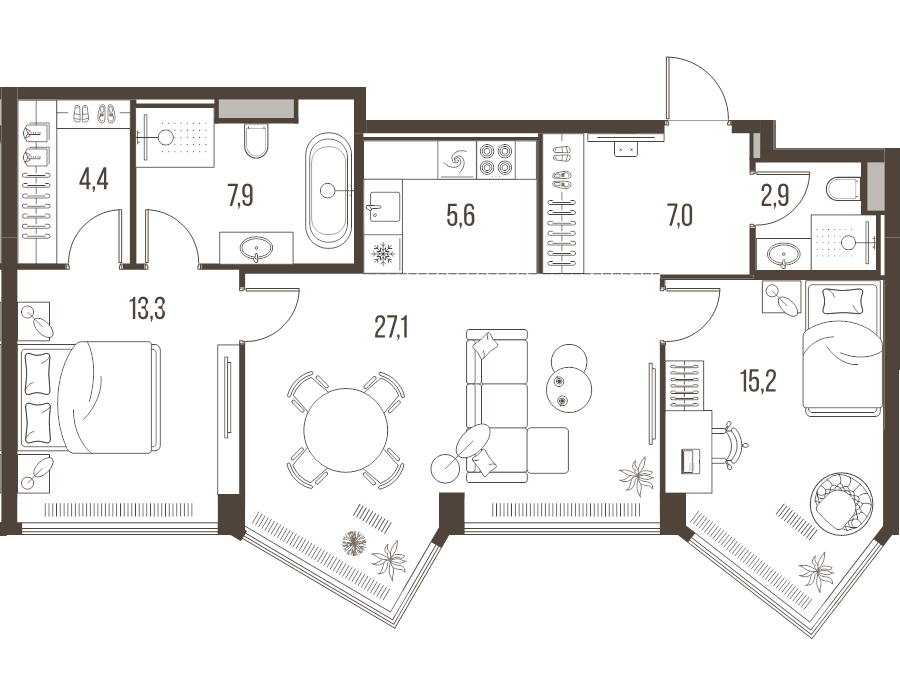 3 ккв (Евро) 83,4 м²