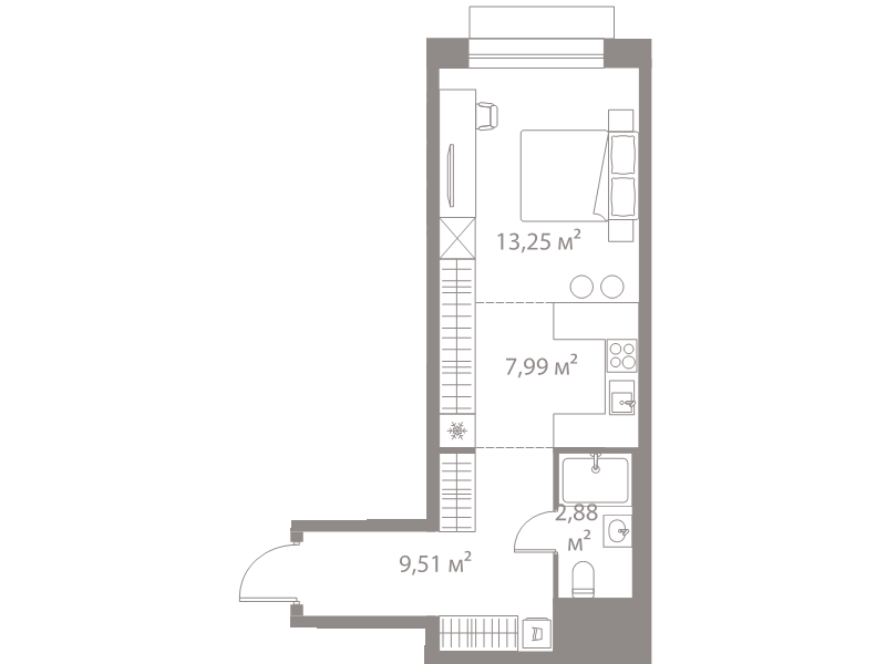 Студия 33,6 м²