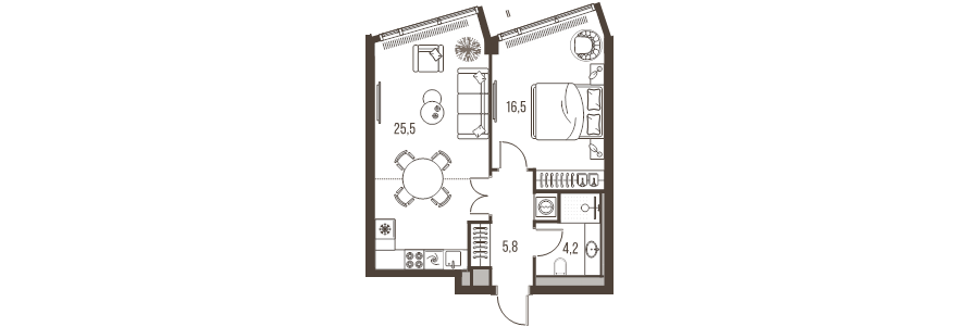 2 ккв (Евро) 52 м²
