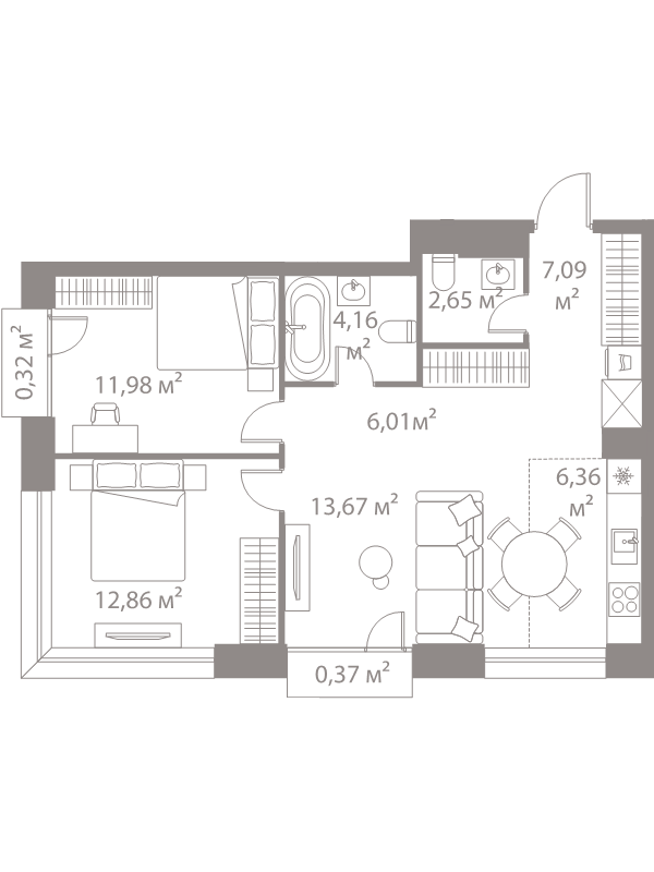 3 ккв (Евро) 65,5 м²