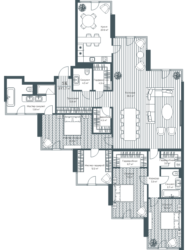 5 ккв (Евро) 217 м²