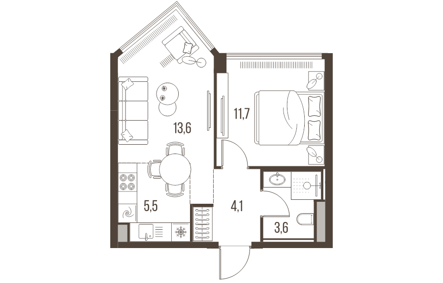 2 ккв (Евро) 38,5 м²