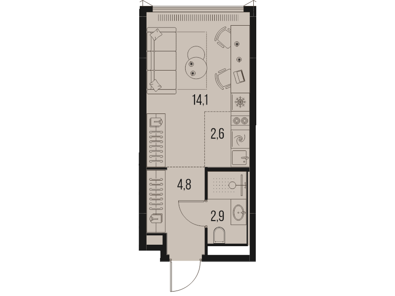 Студия 24,4 м²