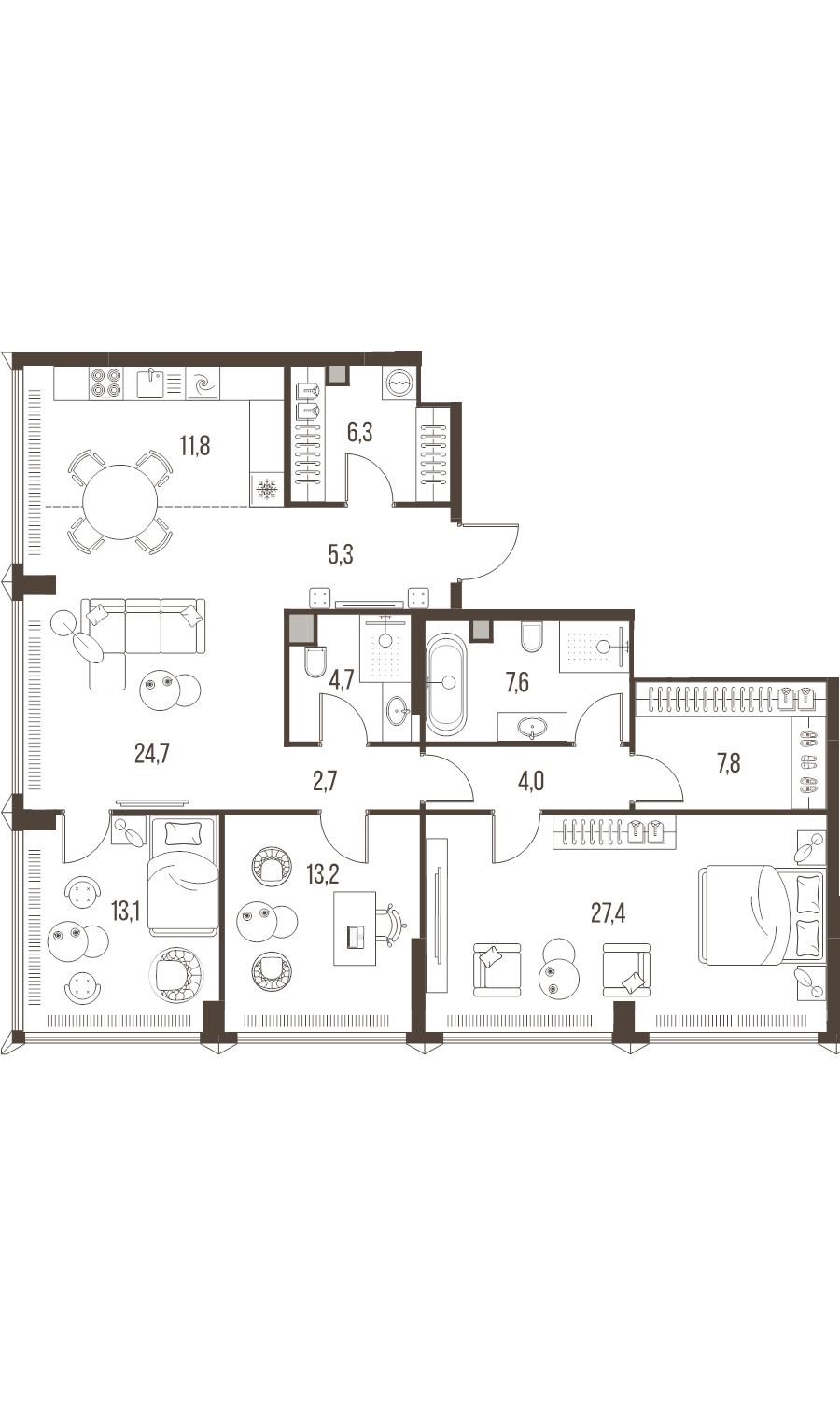 4 ккв (Евро) 128,6 м²