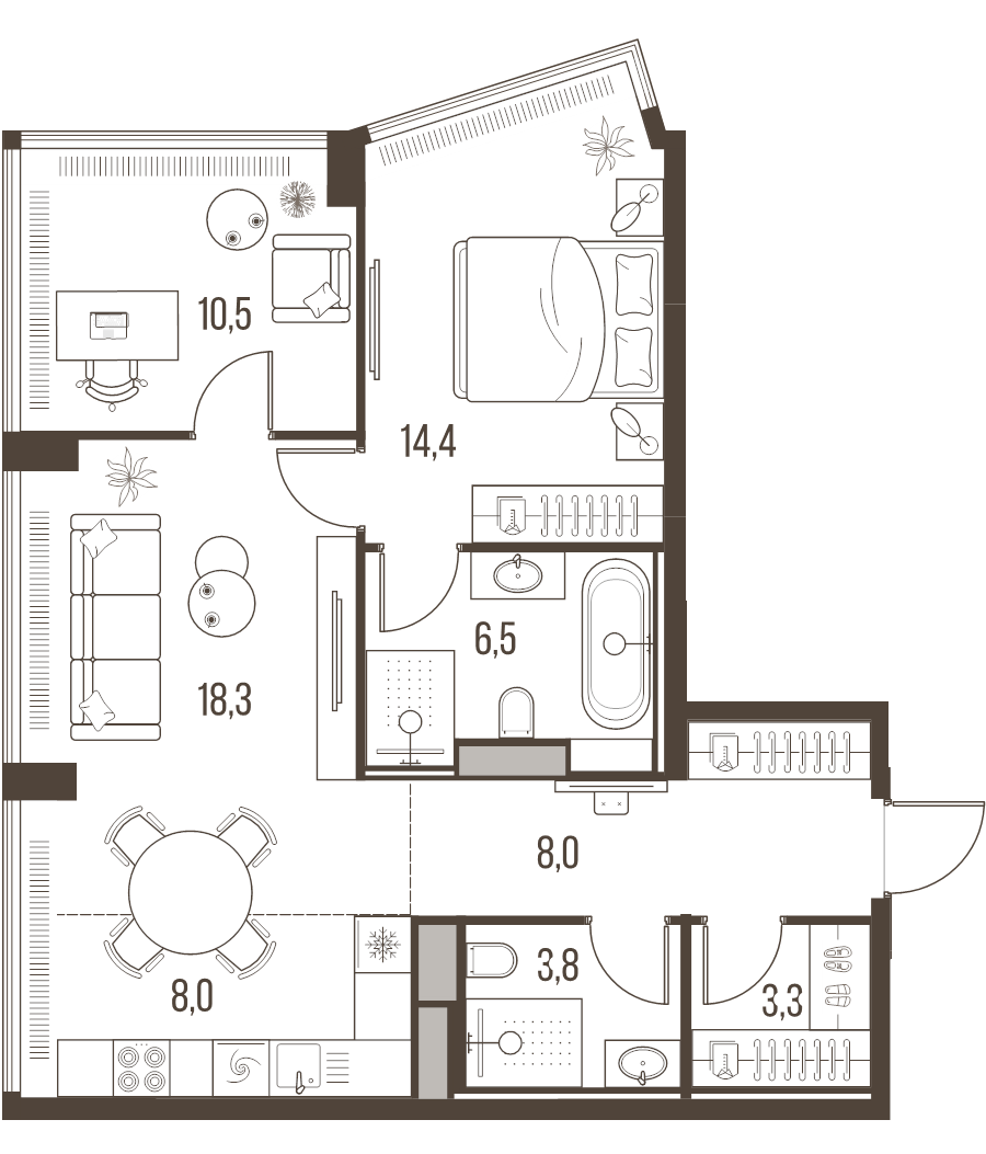 3 ккв (Евро) 72,9 м²