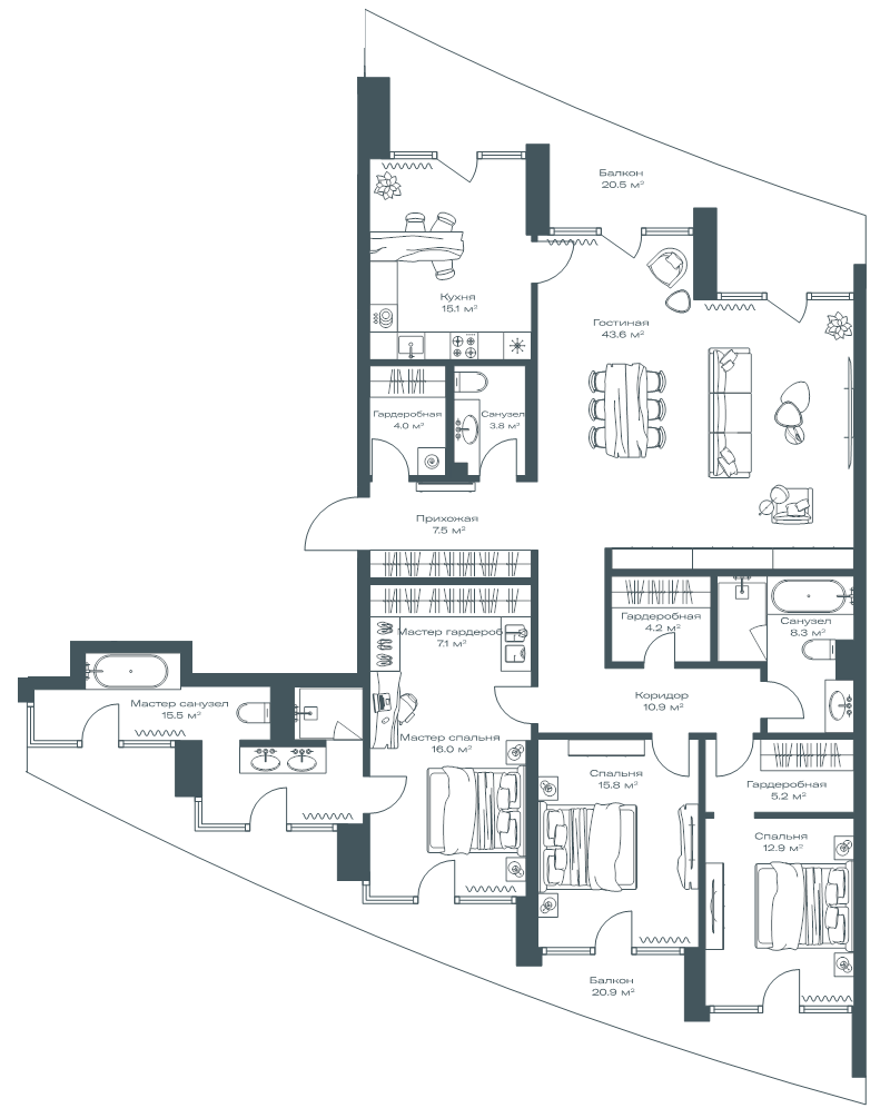 5 ккв (Евро) 182,3 м²