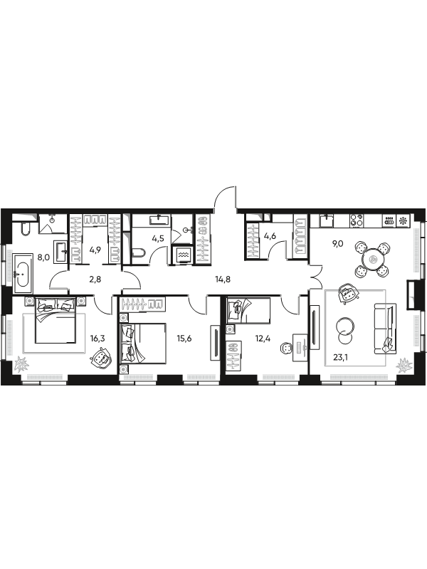 4 ккв (Евро) 118 м²
