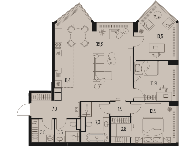 4 ккв (Евро) 110 м²