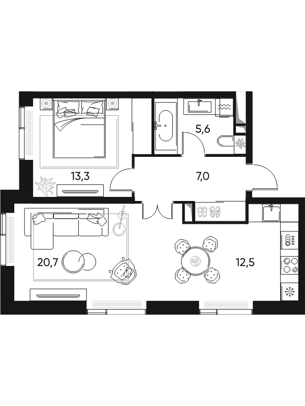 2 ккв (Евро) 59,4 м²